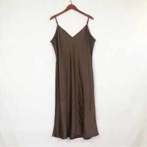 Wilfred Midi Slip Dress Brown Size 2XL V‎ Neck Sleeveless
